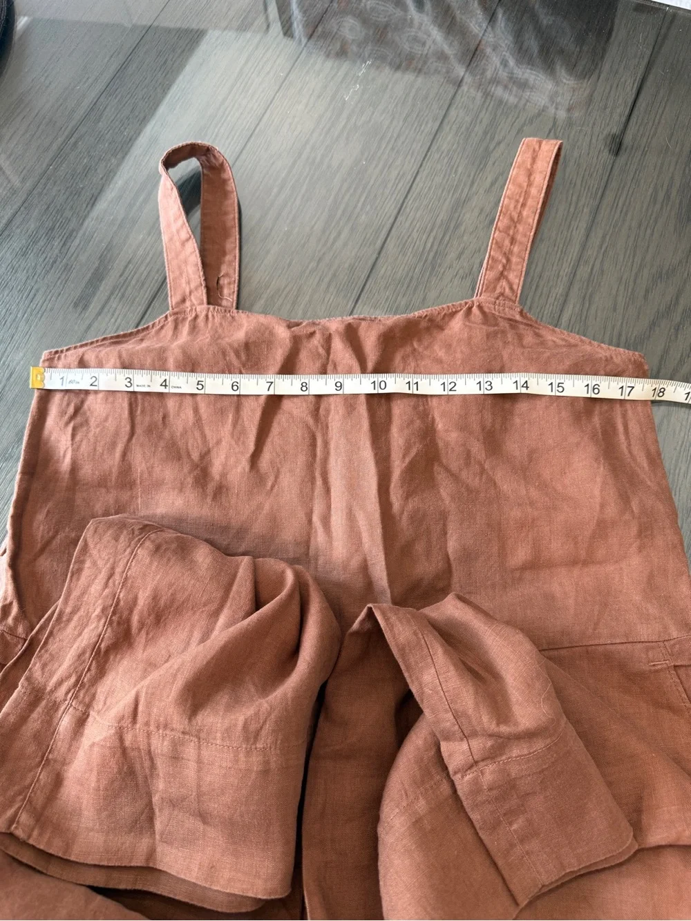 Everlane The Linen Side-Button Jumpsuit Wide Leg Brown Pockets 25694
